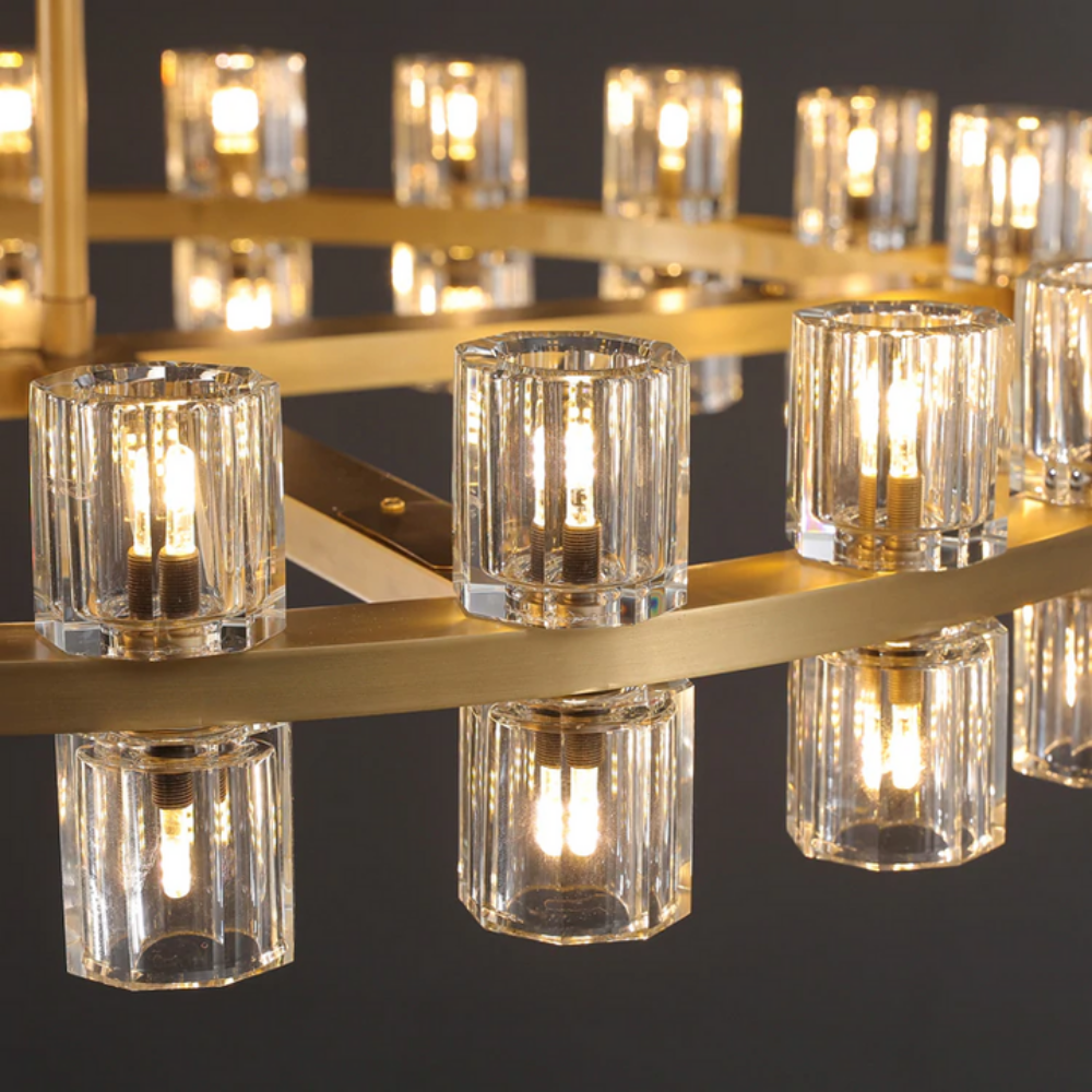 Arcachones 36" Round Crystal Chandelier - Elegant Brass Lighting Fixture