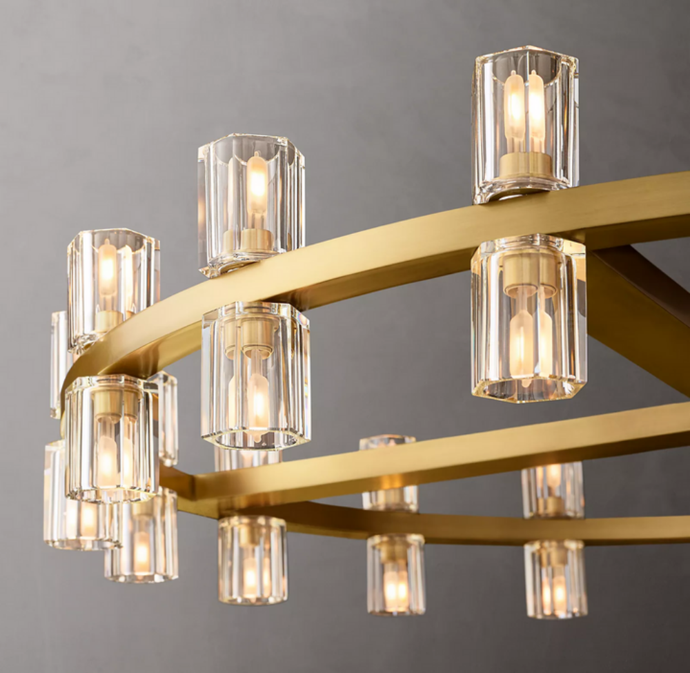 Arcachones 36" Round Crystal Chandelier - Elegant Brass Lighting Fixture